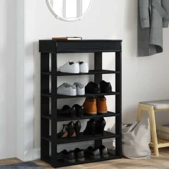 vidaXL Zapatero de madera de ingeniería 60x30x98 cm Negro Clearance
