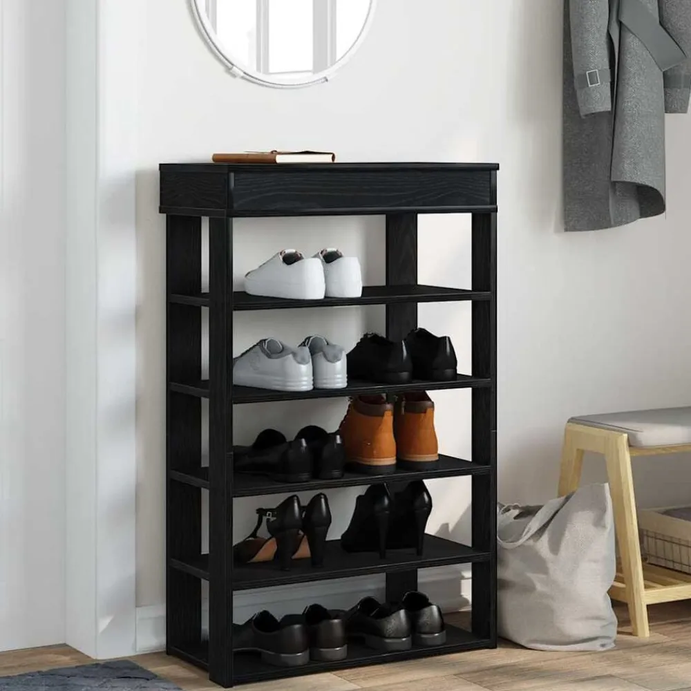 vidaXL Zapatero de madera de ingeniería 60x30x98 cm Negro Clearance