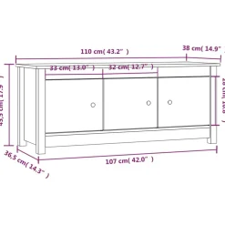 vidaXL Productos Del Hogar-Zapatero de madera maciza de pino 110x38x45,5 cm