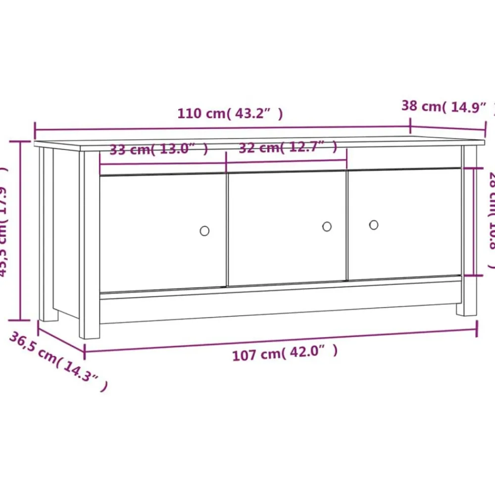 vidaXL Productos Del Hogar-Zapatero de madera maciza de pino 110x38x45,5 cm