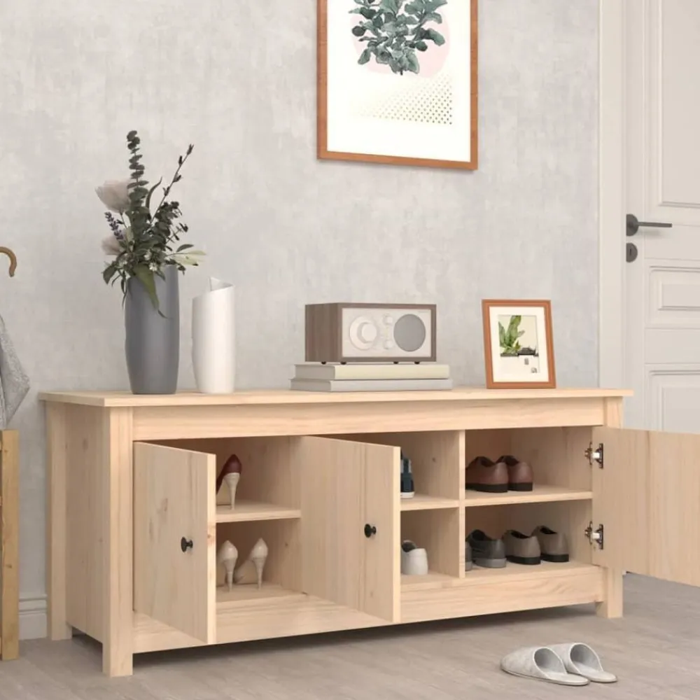 vidaXL Productos Del Hogar-Zapatero de madera maciza de pino 110x38x45,5 cm
