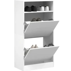 vidaXL Zapatero de madera de ingeniería 60x34x116 cm Blanco