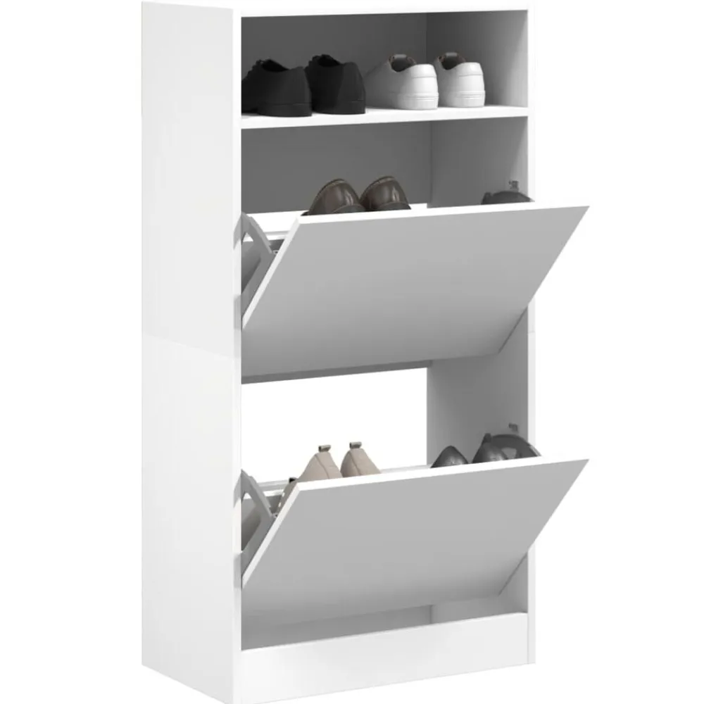 vidaXL Zapatero de madera de ingeniería 60x34x116 cm Blanco