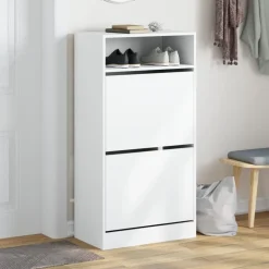 vidaXL Zapatero de madera de ingeniería 60x34x116 cm Blanco