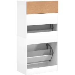 vidaXL Zapatero de madera de ingeniería 60x34x116 cm Blanco