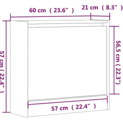 vidaXL Productos Del Hogar-Zapatero de madera de ingeniería 60x21x57 cm
