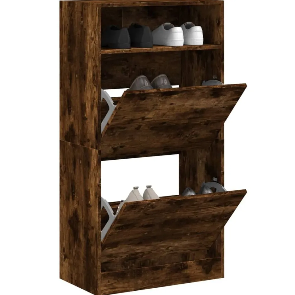 vidaXL Productos Del Hogar-Zapatero de madera de ingeniería 60x34x116 cm