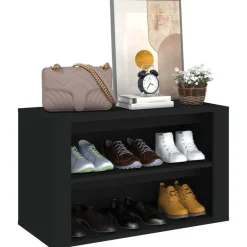 vidaXL Zapatero de madera contrachapada 75x35x45 cm Negro New