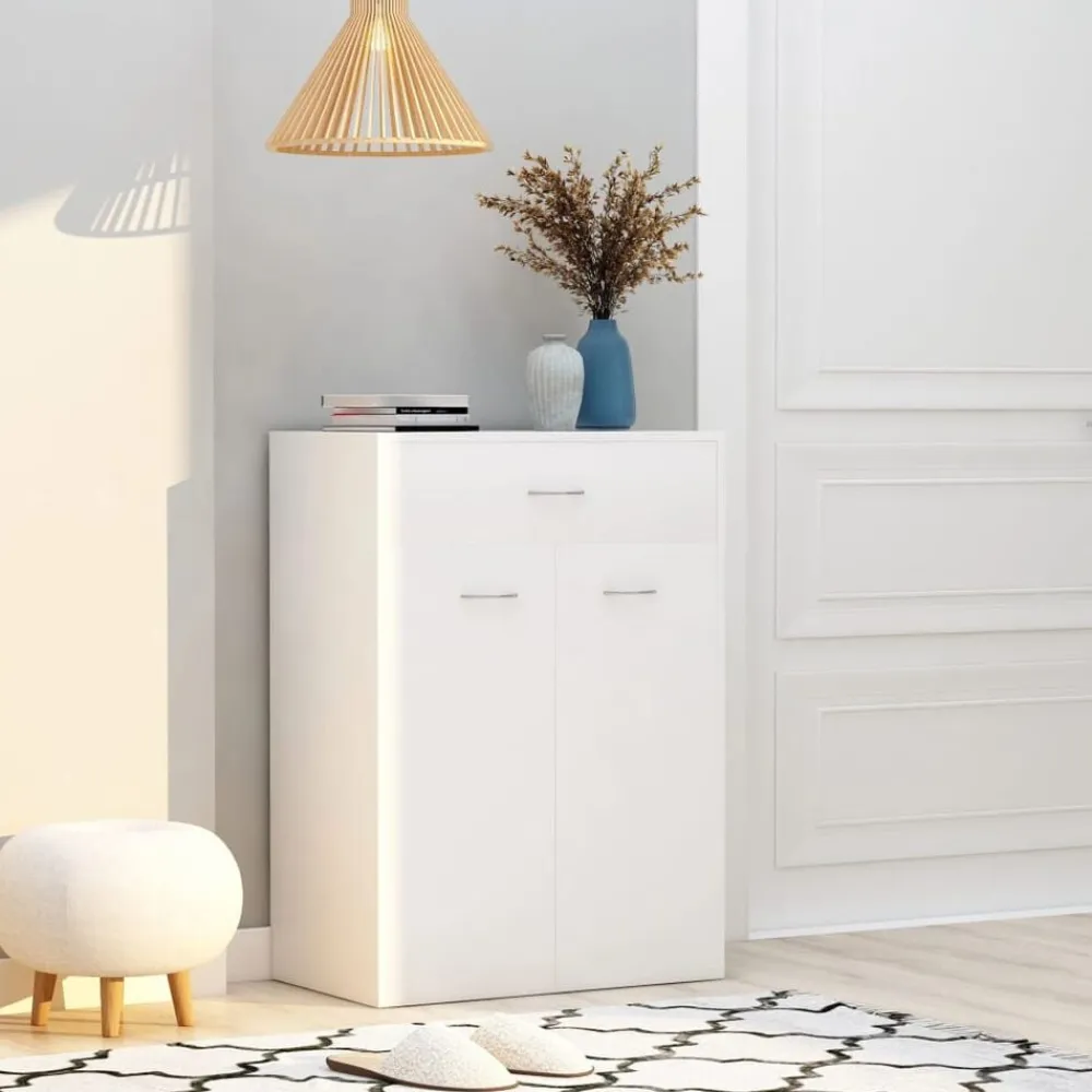 vidaXL Zapatero de madera contrachapada 60x35x84 cm Blanco Online