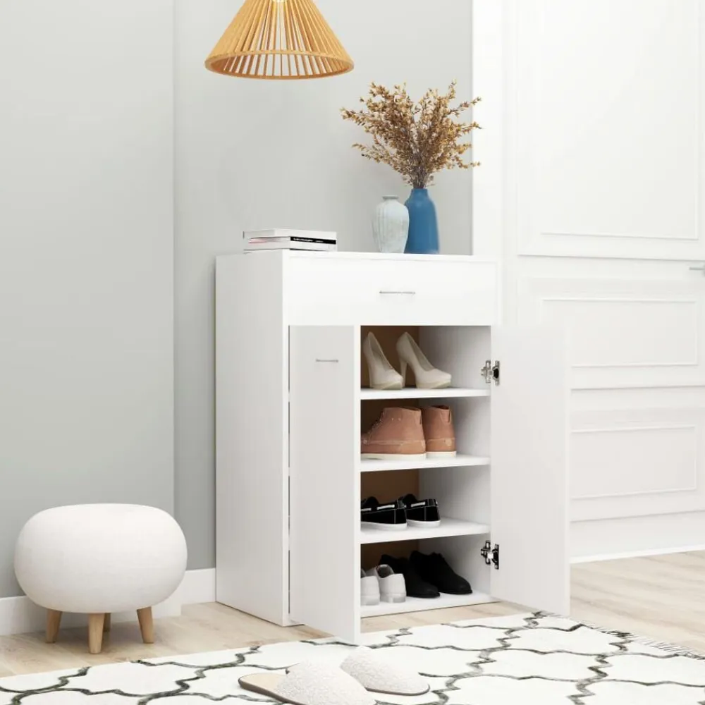 vidaXL Zapatero de madera contrachapada 60x35x84 cm Blanco Online
