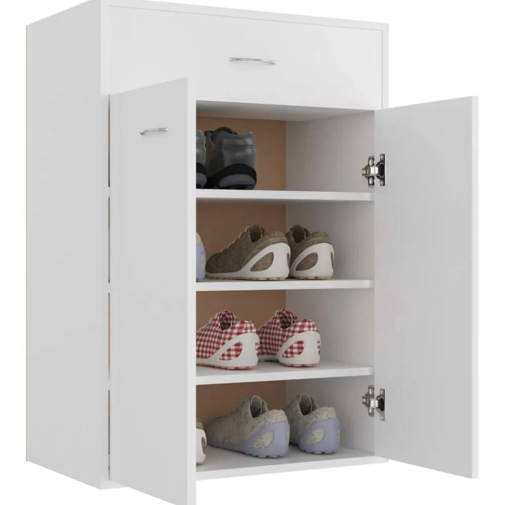 vidaXL Zapatero de madera contrachapada 60x35x84 cm Blanco Online