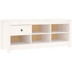 vidaXL Zapatero de madera maciza de pino 110x38x45,5 cm Blanco Online