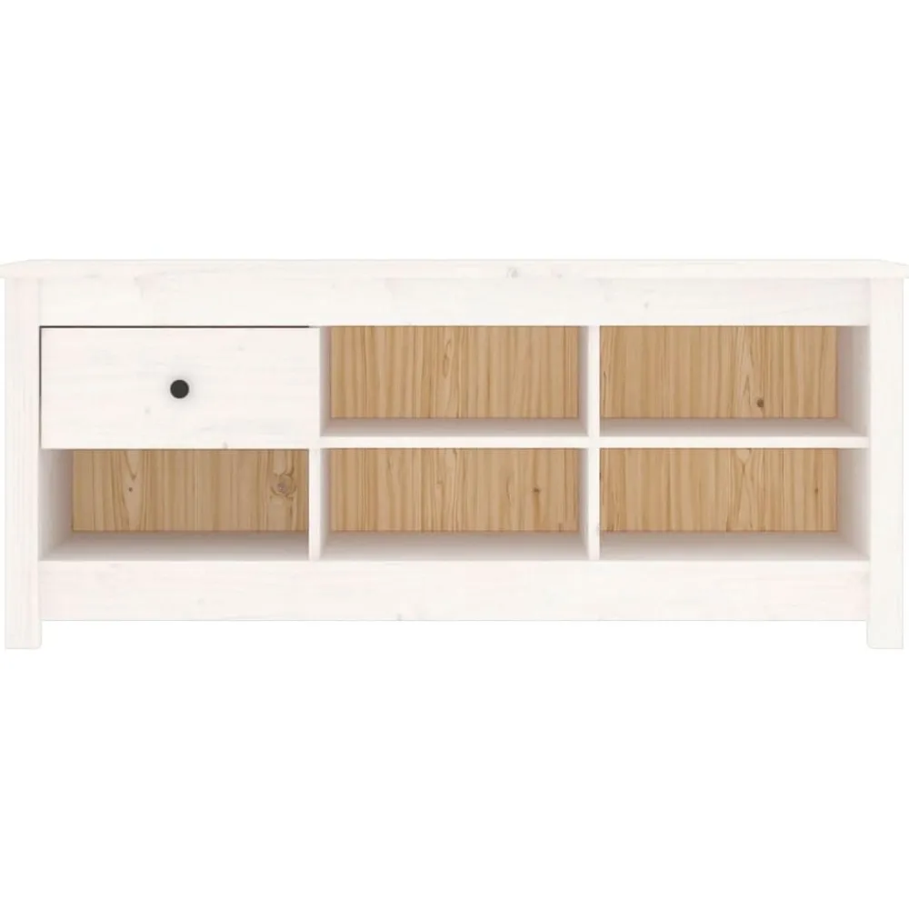 vidaXL Zapatero de madera maciza de pino 110x38x45,5 cm Blanco Online