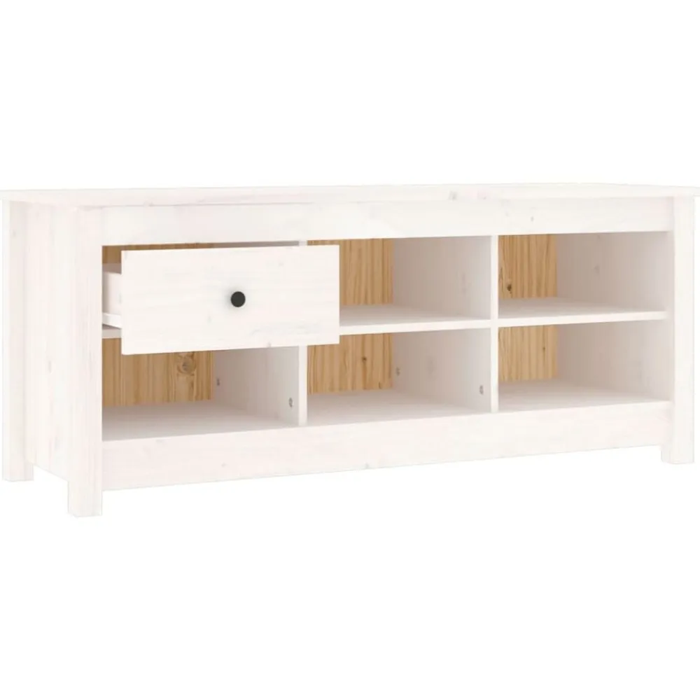 vidaXL Zapatero de madera maciza de pino 110x38x45,5 cm Blanco Online