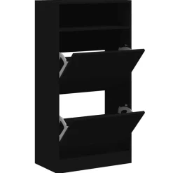 vidaXL Zapatero de madera de ingeniería 60x34x116 cm Negro New