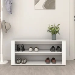 vidaXL Zapatero de madera contrachapada 100x35x45 cm Blanco Online