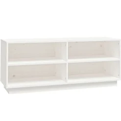 vidaXL Zapatero de madera maciza de pino 110x34x45 cm Blanco New