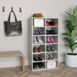 vidaXL Zapatero de madera contrachapada gris hormigón 54x34x100,5 cm Gris hormig&oacute;n Sale