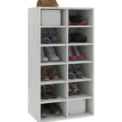 vidaXL Zapatero de madera contrachapada gris hormigón 54x34x100,5 cm Gris hormig&oacute;n Sale