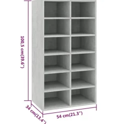 vidaXL Zapatero de madera contrachapada gris hormigón 54x34x100,5 cm Gris hormig&oacute;n Sale
