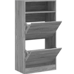 vidaXL Zapatero de madera de ingeniería 60x34x116 cm Gris sonoma New