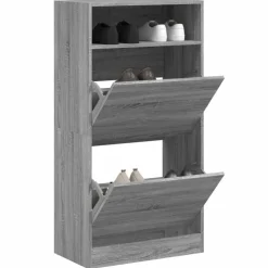 vidaXL Zapatero de madera de ingeniería 60x34x116 cm Gris sonoma New