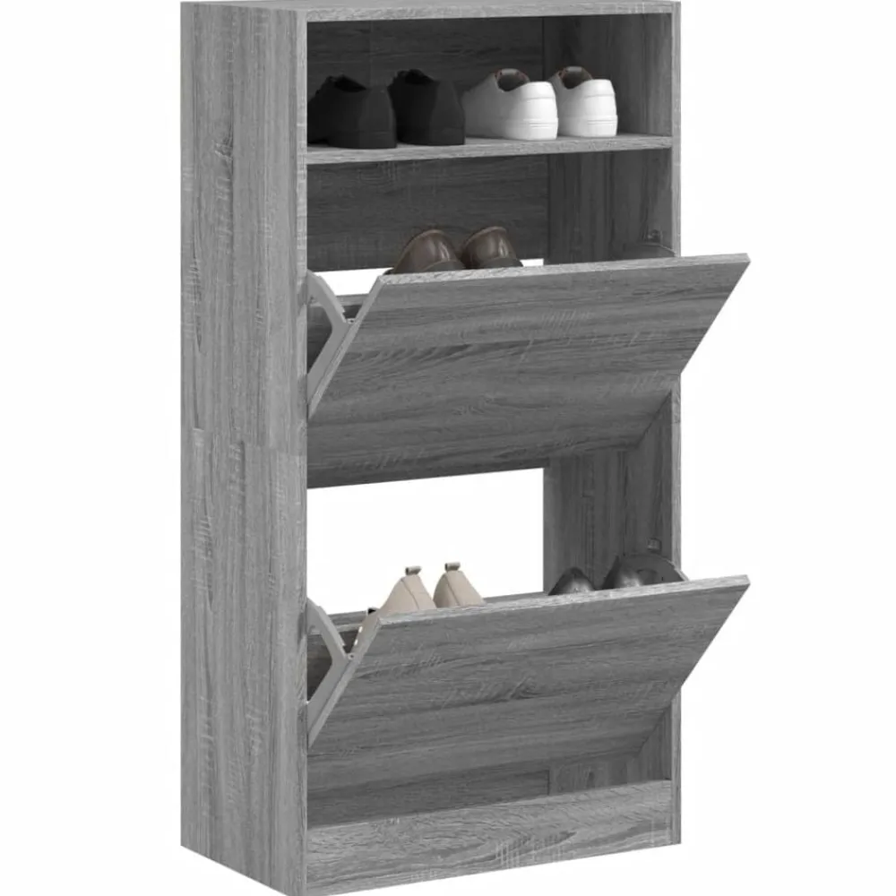 vidaXL Zapatero de madera de ingeniería 60x34x116 cm Gris sonoma New