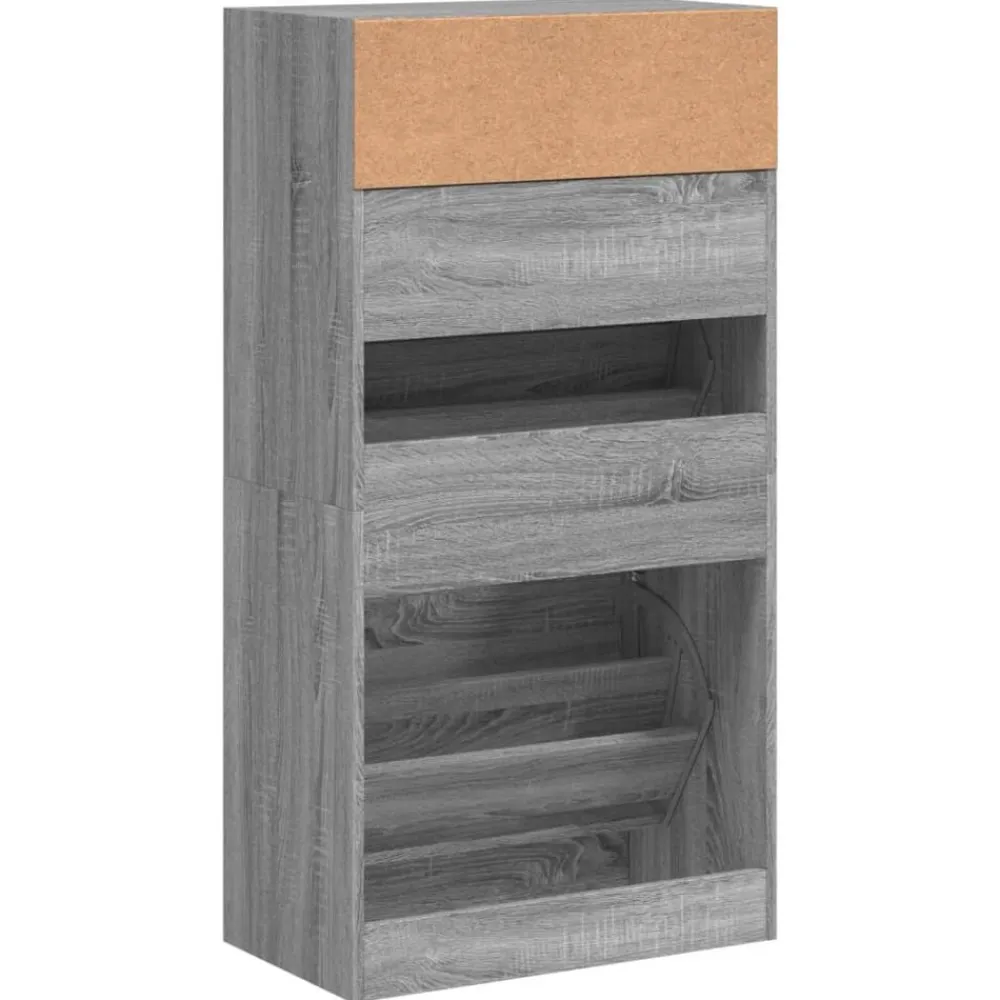 vidaXL Zapatero de madera de ingeniería 60x34x116 cm Gris sonoma New