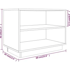 vidaXL Zapatero de madera maciza de pino 60x34x45 cm Natural