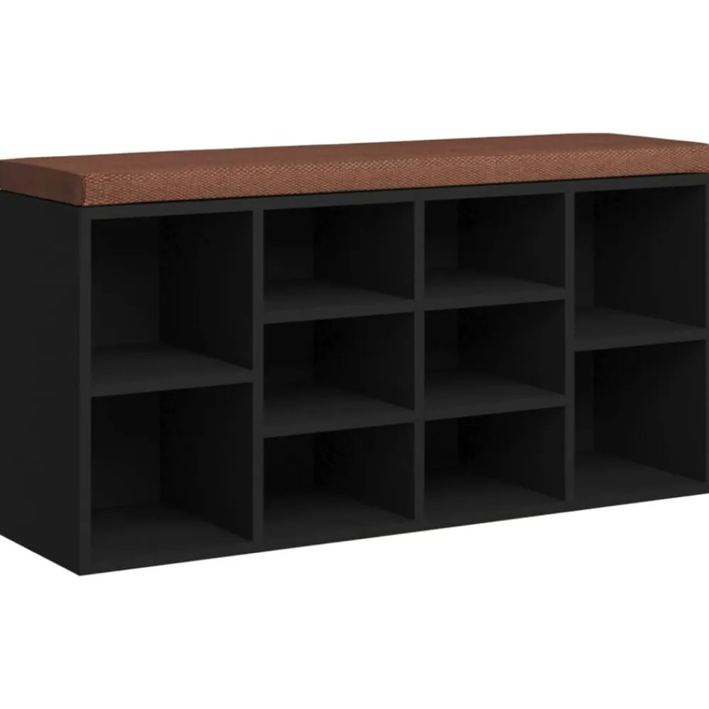 vidaXL Zapatero de madera contrachapada 103x30x48 cm Negro Outlet