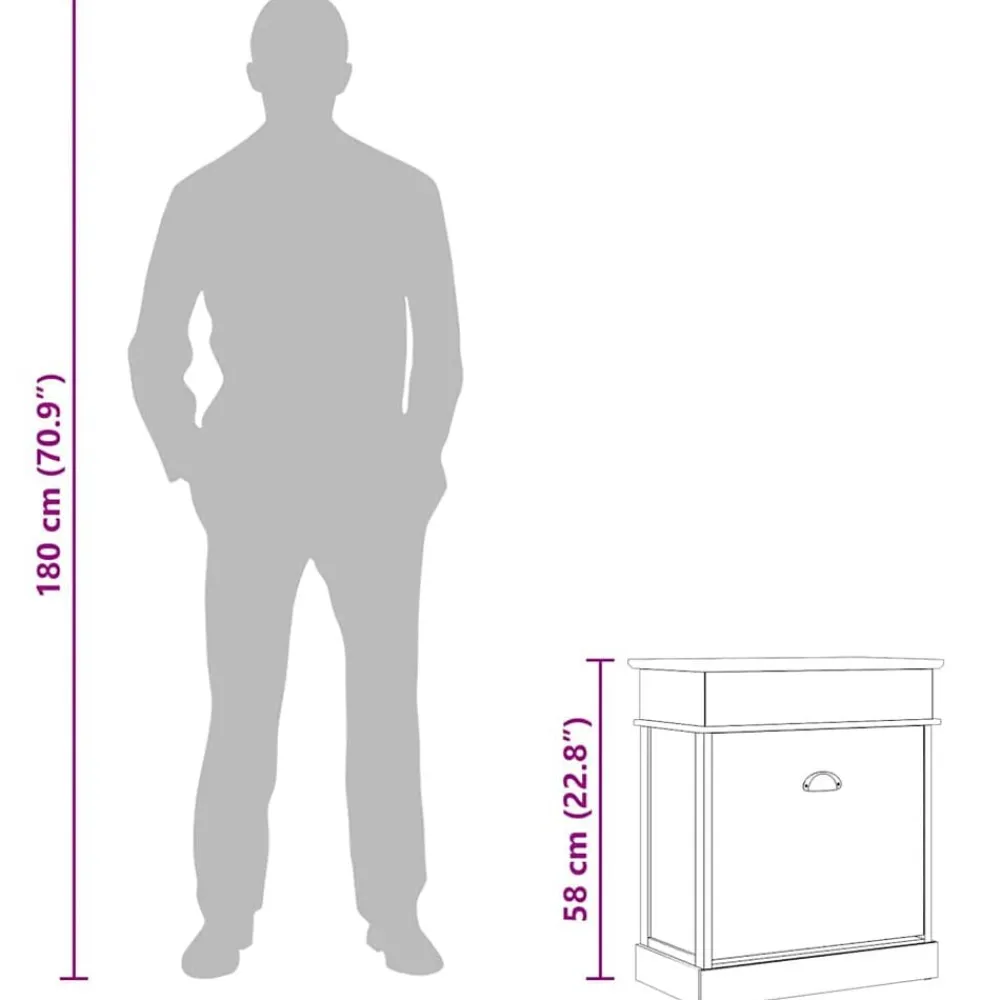 vidaXL Productos Del Hogar-Zapatero de madera de Paulownia 50x28x58 cm