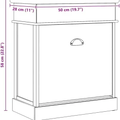 vidaXL Productos Del Hogar-Zapatero de madera de Paulownia 50x28x58 cm