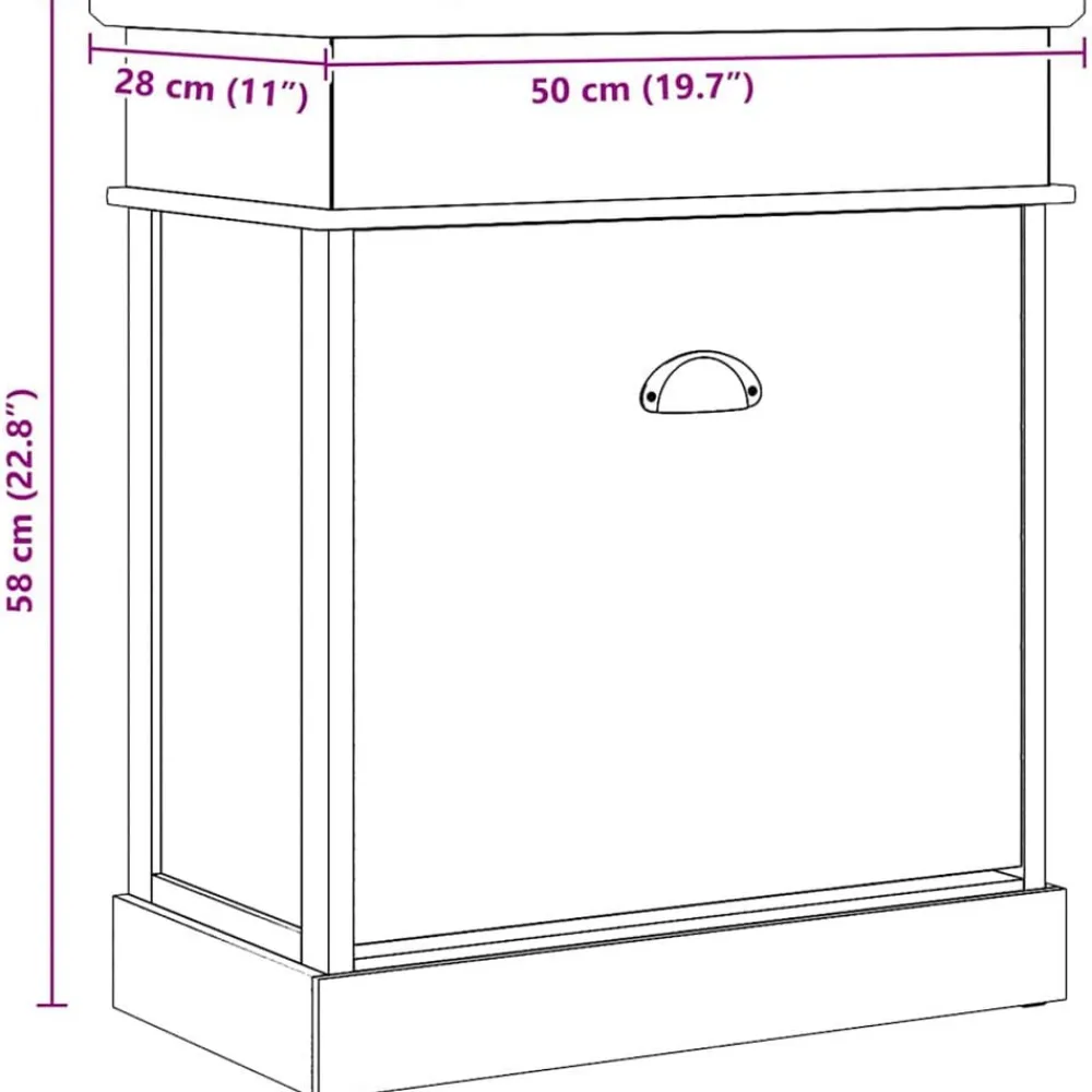 vidaXL Productos Del Hogar-Zapatero de madera de Paulownia 50x28x58 cm