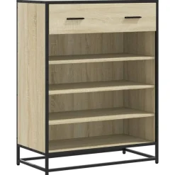 vidaXL Zapatero de madera y metal 75x38x97,5 cm Roble Sonoma Best