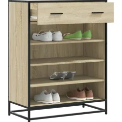 vidaXL Zapatero de madera y metal 75x38x97,5 cm Roble Sonoma Best
