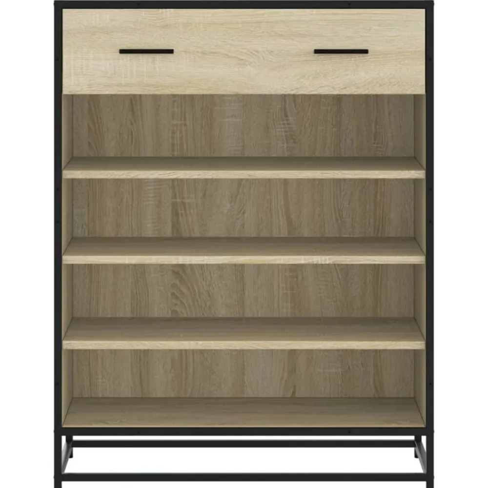 vidaXL Zapatero de madera y metal 75x38x97,5 cm Roble Sonoma Best