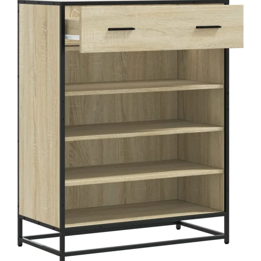 vidaXL Zapatero de madera y metal 75x38x97,5 cm Roble Sonoma Best