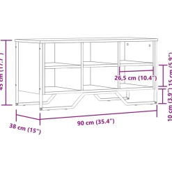 vidaXL Zapatero de madera de ingeniería 90x38x45,5 cm Roble ahumado Clearance