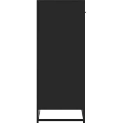 vidaXL Zapatero de madera de ingeniería y metal 75x38x97,5 cm Negro Outlet