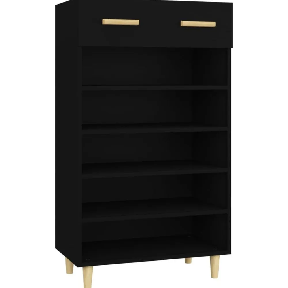 vidaXL Zapatero de madera contrachapada 60x35x105 cm Negro Clearance