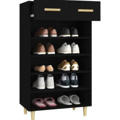 vidaXL Zapatero de madera contrachapada 60x35x105 cm Negro Clearance