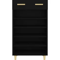 vidaXL Zapatero de madera contrachapada 60x35x105 cm Negro Clearance