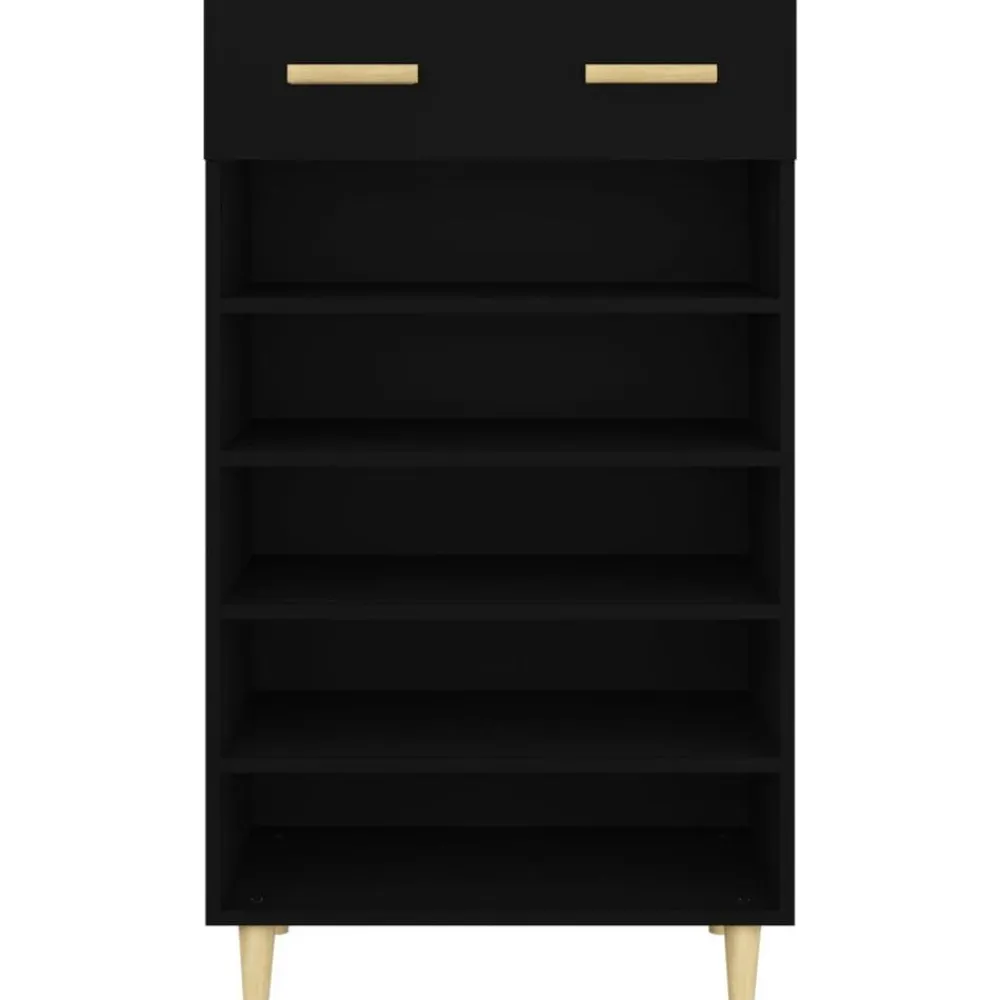 vidaXL Zapatero de madera contrachapada 60x35x105 cm Negro Clearance