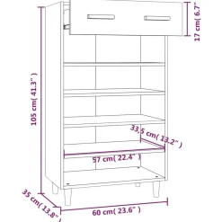 vidaXL Zapatero de madera contrachapada 60x35x105 cm Negro Clearance