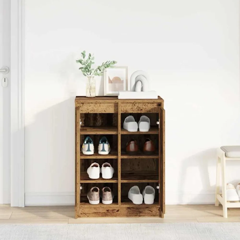 vidaXL Productos Del Hogar-Zapatero de madera vieja 57x34x76 cm Madera de ingeniería