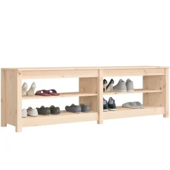 vidaXL Zapatero de madera maciza de pino 160x36,5x50 cm Natural