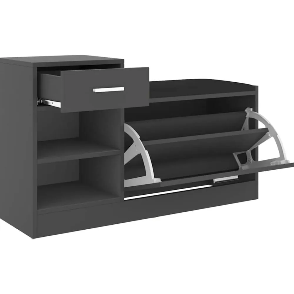 vidaXL Zapatero de madera de ingeniería 94,5x31x57 cm Gris Clearance