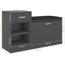 vidaXL Zapatero de madera de ingeniería 94,5x31x57 cm Gris Clearance
