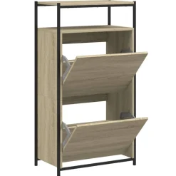 vidaXL Zapatero de madera de ingeniería 60x34x112 cm Roble Sonoma New