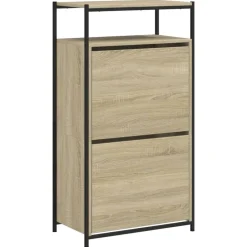 vidaXL Zapatero de madera de ingeniería 60x34x112 cm Roble Sonoma New